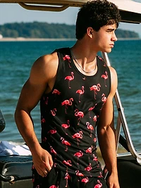 KOLBY SWIM FLAMINGO TANK TOP - BLACK