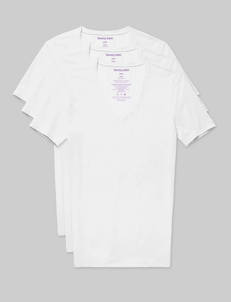 Cool Cotton Deep V-Neck Stay-Tucked Undershirt (-Pack