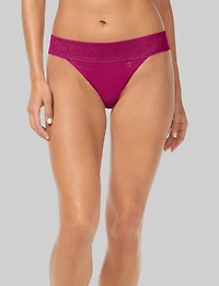 Women's Cool Cotton Thong, Lace Waist