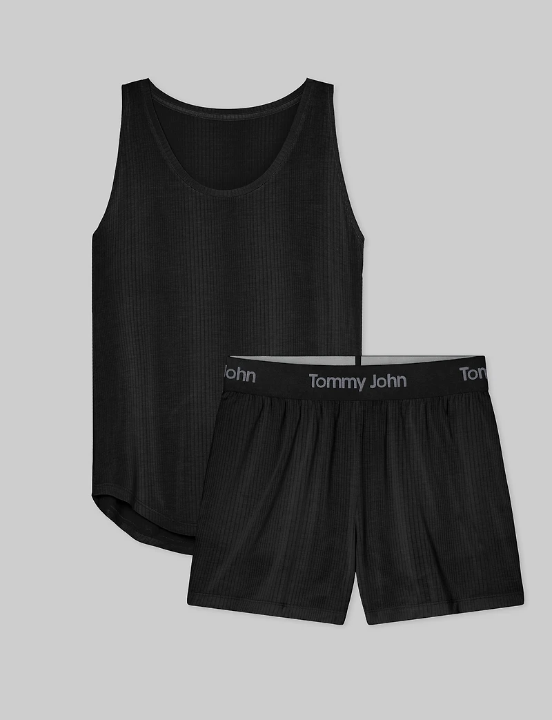 Women's Second Skin Luxe Rib Sleep Tank & Short Set