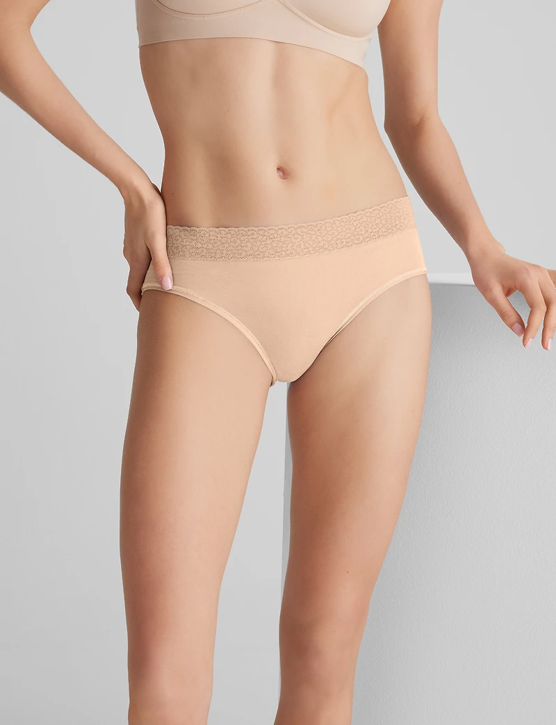 Women's Second Skin Brief, Lace Waist (3-Pack)