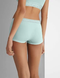 Women's Second Skin Boyshort, Lace Waist