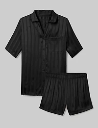 Women's Satin Jacquard Pajama Top & Short Set