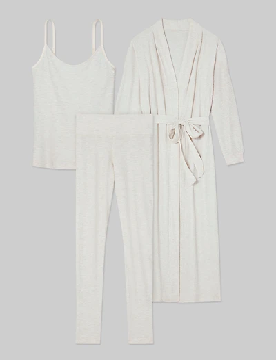 Women's Waffle Lounge Tank, Legging & Robe Set