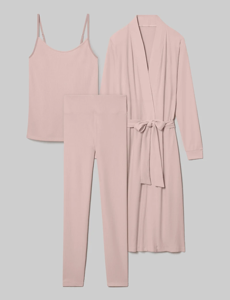 Women's Waffle Lounge Tank, Legging & Robe Set