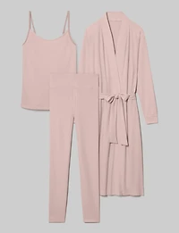 Women's Waffle Lounge Tank, Legging & Robe Set