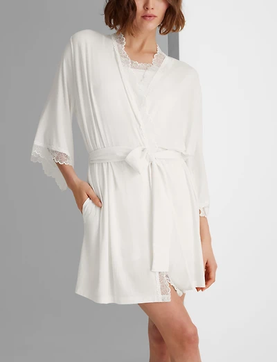 Women's Second Skin Luxe Rib Lace Robe