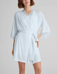 Women's Second Skin Luxe Rib Lace Robe