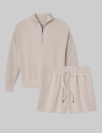 Women's Luxe Traveler Knit Quarter Zip & Short Set