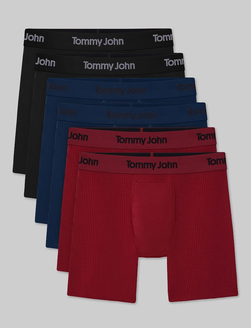 Second Skin Luxe Rib Mid-Length Boxer Brief 6" (6-Pack)