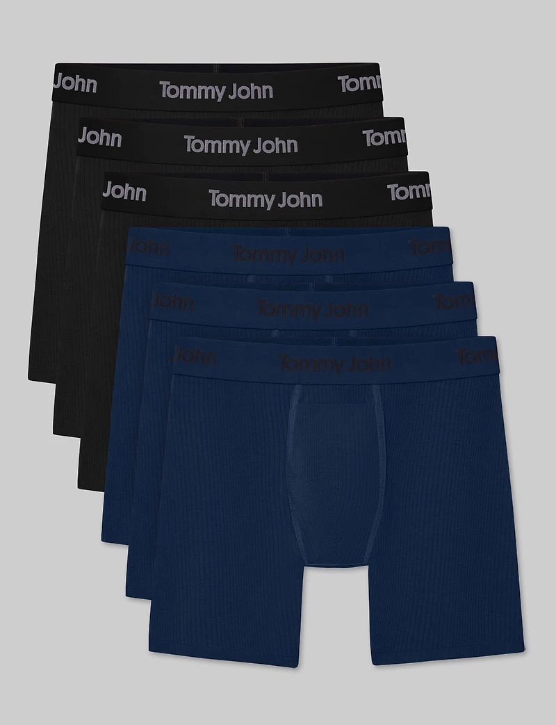 Second Skin Luxe Rib Mid-Length Boxer Brief 6" (6-Pack)