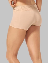 Women's Second Skin Boyshort, Lace Waist