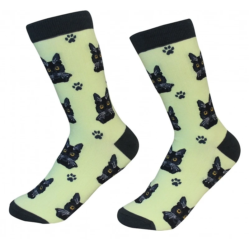 Sock Daddy - Black Cat - Lime - Crew - Unisex