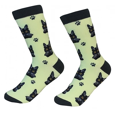 Sock Daddy - Black Cat - Lime - Crew - Unisex