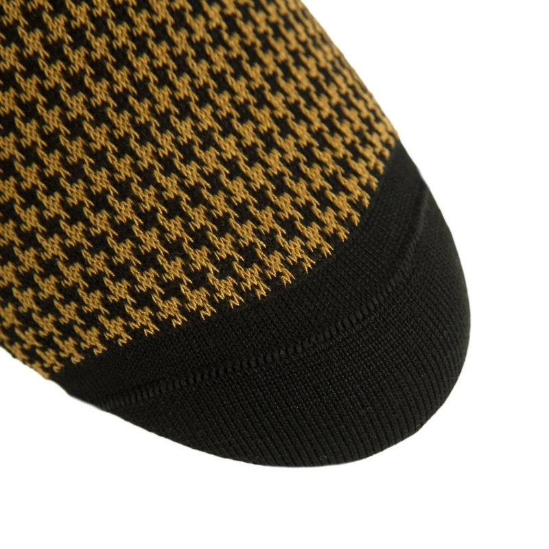 Dapper Classics - Black and Gold Houndstooth - Cotton - Over The Calf