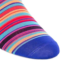 Dapper Classics - Clematis Blue with Rose/Yolk and Tigerlily Orange Stripe - Cotton - Over The Calf