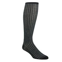 Dapper Classics - Black with Ash Vertical Stripe - Cotton - Over The Calf