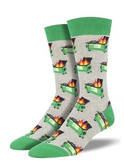 Socksmith - Dumpster Fire - Gray Heather - Crew - Men's