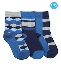 Jefferies - Argyle Stripe Crew 3-Pk 1167 Navy Boys
