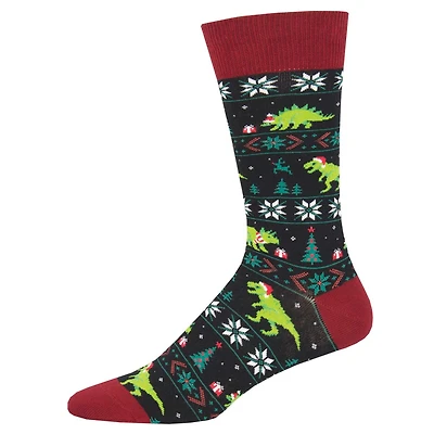Socksmith - Santasaurus Rex - Black - Crew - Men's