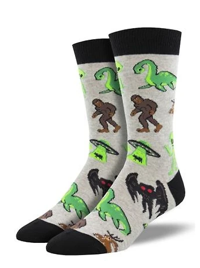 Socksmith - Cryptids - Gray Heather - Crew - Men's
