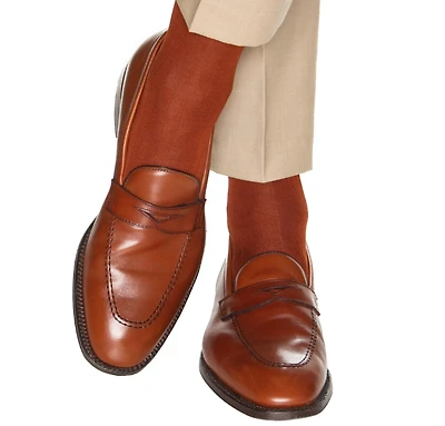 Dapper Classics - Whiskey Brown Solid Ribbed - Cotton - Over The Calf