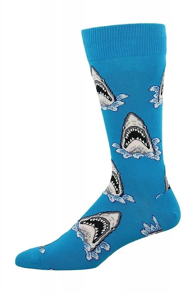 Socksmith - King Size - Shark Attack - Blue - Crew - Men's