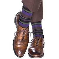 Dapper Classics - Black with Pine Green/Royal Purple/Charcoal/Coffee Brown - Merino Wool - Over The Calf