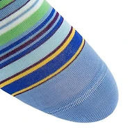 Dapper Classics - Azure Blue with Grass Green/Yolk/Sky Blue/Navy/Cream Stripe - Cotton - Over The Calf
