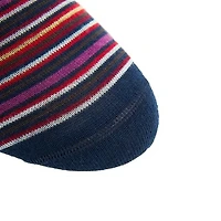 Dapper Classics - Navy with Brown/Yolk/Red/White/Magenta Stripe - Merino Wool - Over The Calf