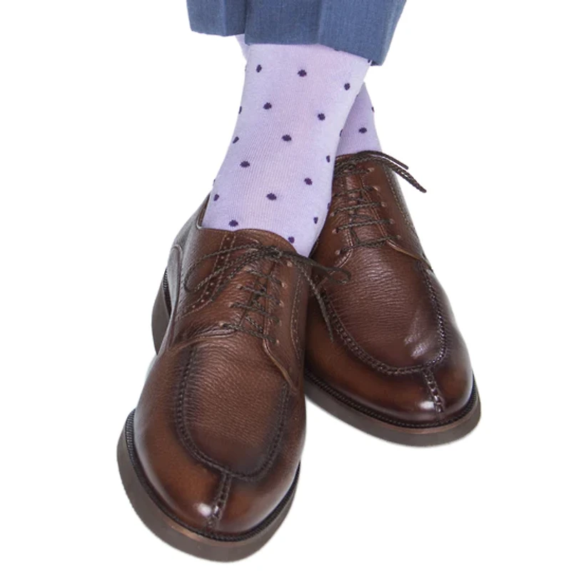 Dapper Classics - Lavender with Purple Dot - Cotton - Over The Calf