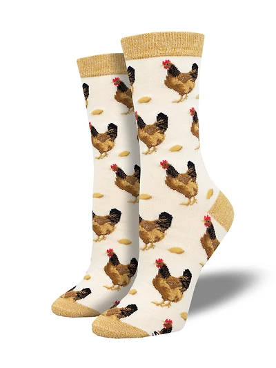 Socksmith - Bamboo - Which Came First? - Ivory Heather - Crew - Women's
