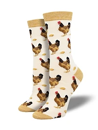 Socksmith - Bamboo - Which Came First? - Ivory Heather - Crew - Women's