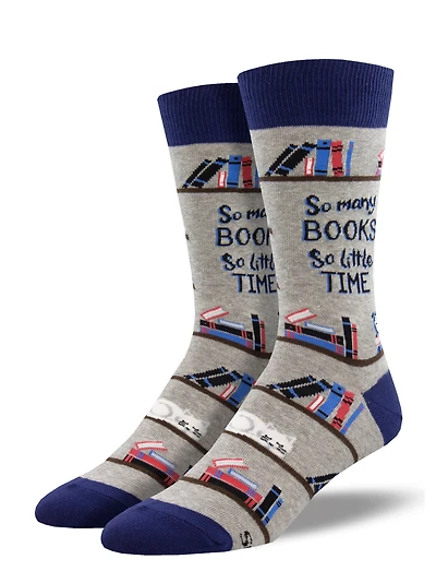 Socksmith - Time For A Good Book - Gray Heather - Crew - Men's