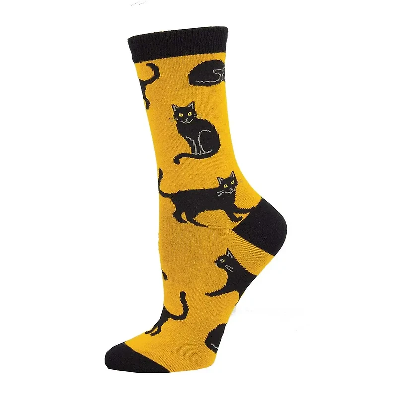 Socksmith - Bamboo - Black Cat - Gold - Crew - Women's