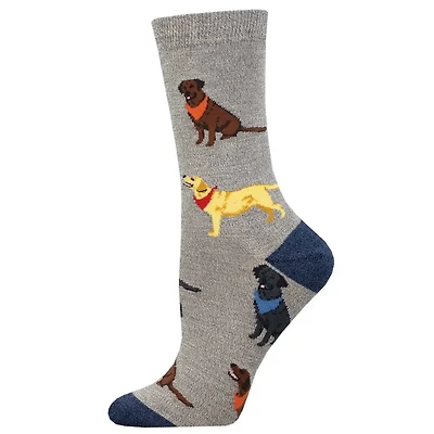 Socksmith - Bamboo - Loving Labradors - Grey Heather - Crew - Women's