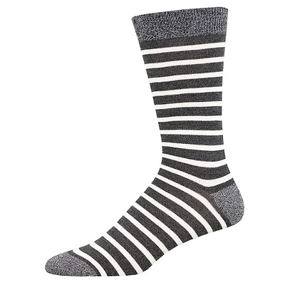 Socksmith - Bamboo - Sailor Stripe - Charcoal/White - Crew - Men's