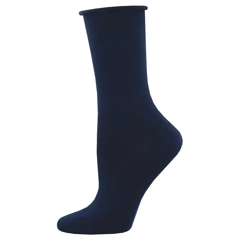 Socksmith - Bamboo - Solid Roll-top - Navy - Crew - Women's