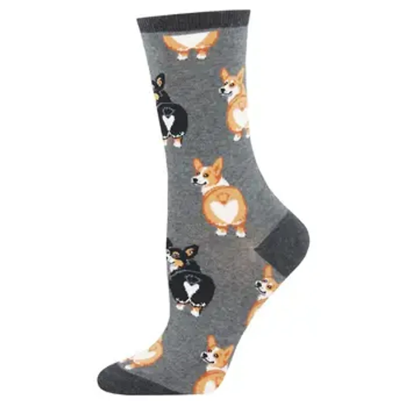 Socksmith - Corgi Butt - Charcoal Heather - Crew - Women's
