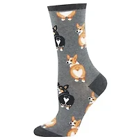 Socksmith - Corgi Butt - Charcoal Heather - Crew - Women's