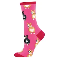 Socksmith - Corgi Butt - Pink - Crew - Women's