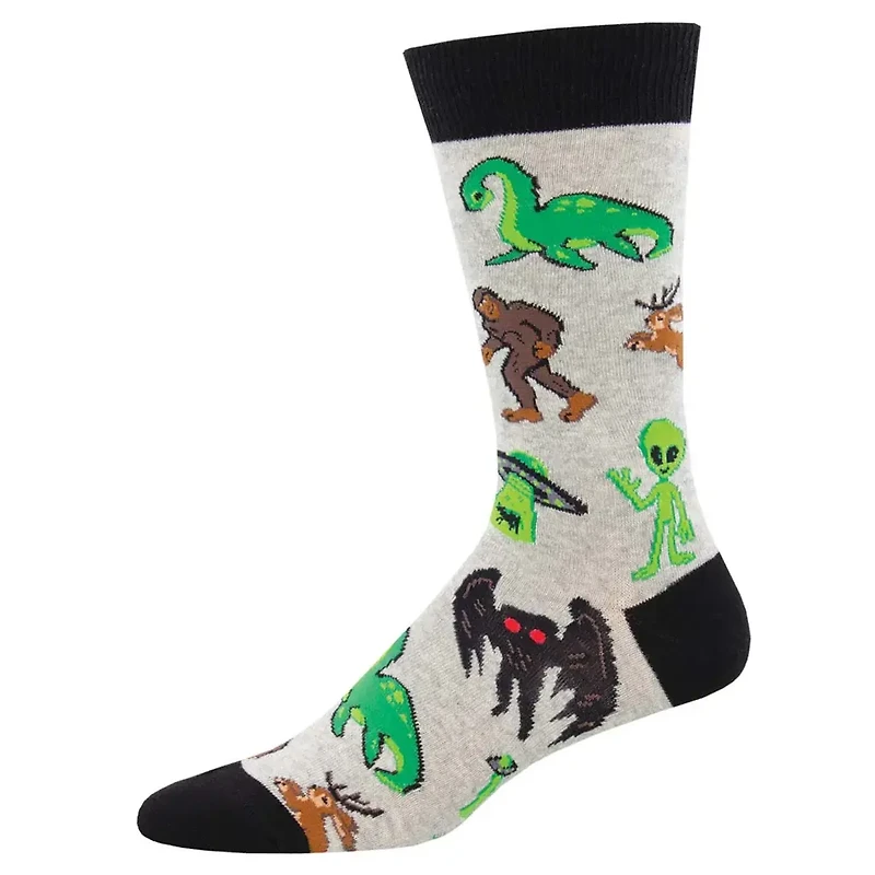 Socksmith - Cryptids - Gray Heather - Crew - Men's