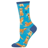 Socksmith - Golden Retrievers - Blue - Crew - Women's