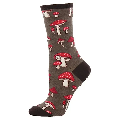 Socksmith - Pretty Fly For A Fungi - Heather Brown - Crew - Women's