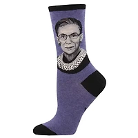 Socksmith - Ruth Bader Ginsburg - Blue Heather - Crew - Women's