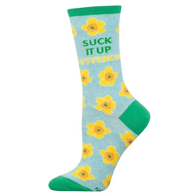 Socksmith - Suck It Up Buttercup - Blue Heather - Crew - Women's