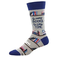 Socksmith - Time For A Good Book - Gray Heather - Crew - Men's