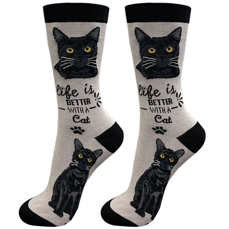 LIFE IS BETTER - Black Cat - Crew - OSFM