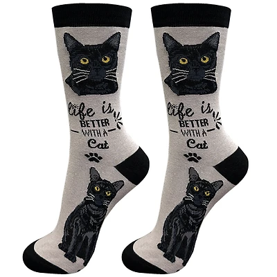 LIFE IS BETTER - Black Cat - Crew - OSFM
