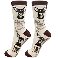 LIFE IS BETTER - Black Chihuahua - Crew - OSFM